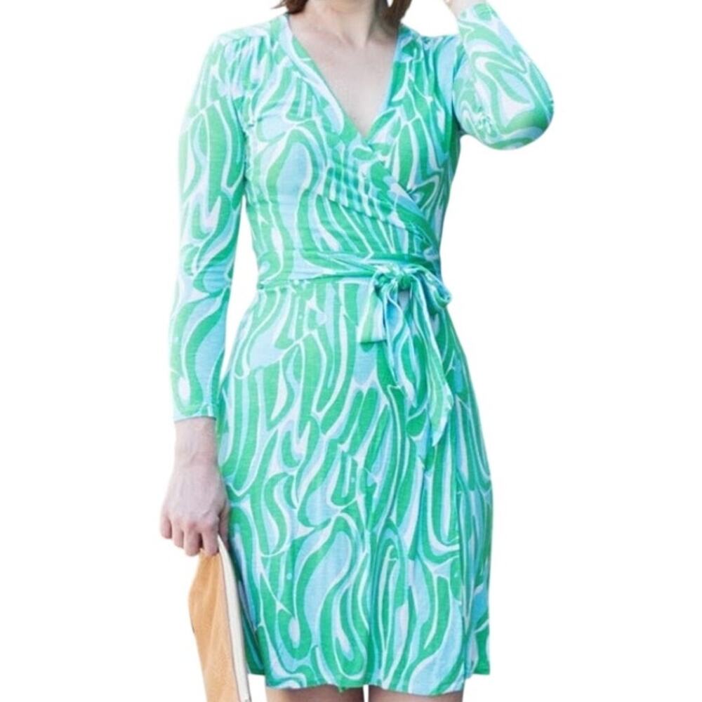 Lilly Pulitzer Finders Keepers Wrap Dress Green Women's Size Medium EUC